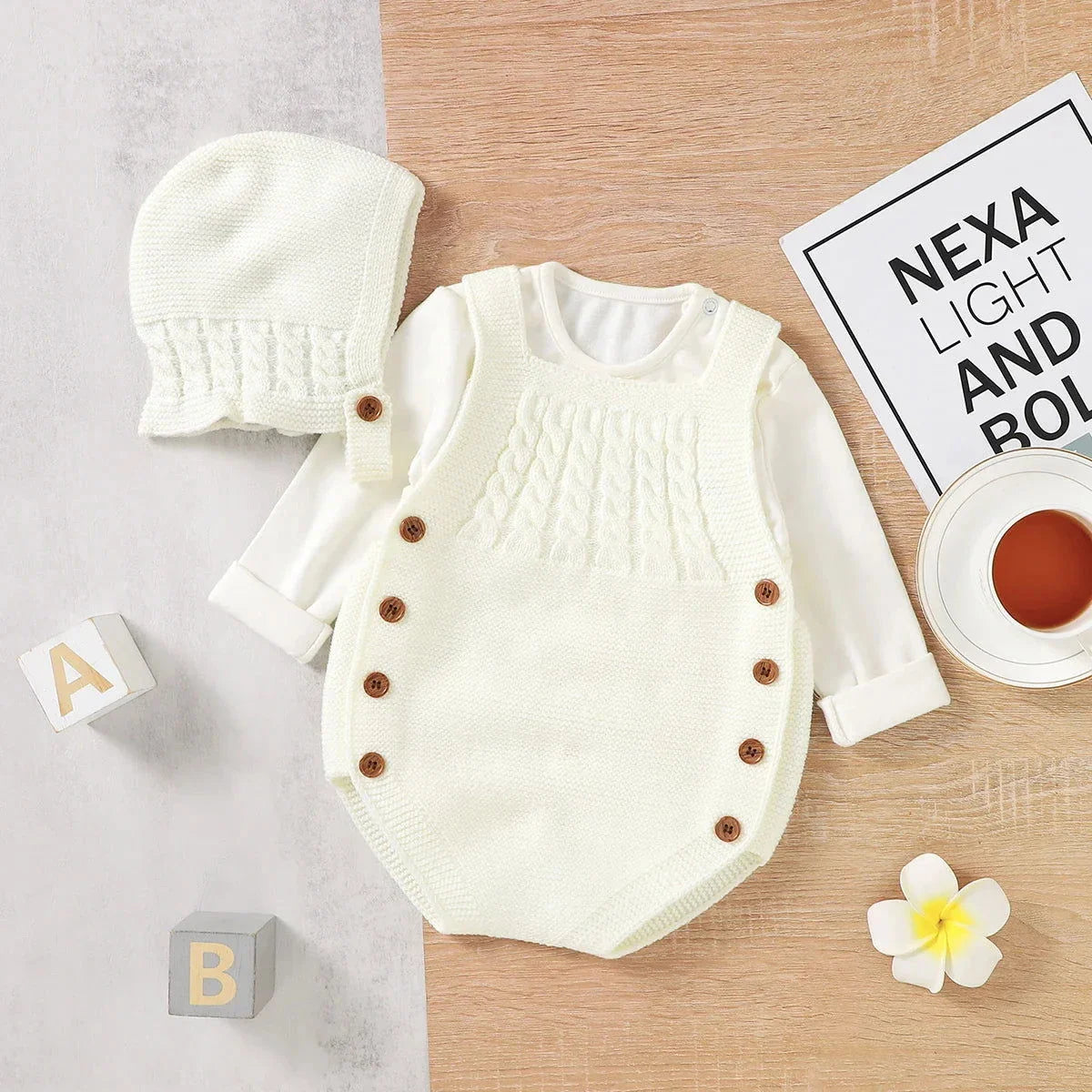 Macacão Romper Infantil Cute Cloud Lenogue Bege / 0-3 Meses