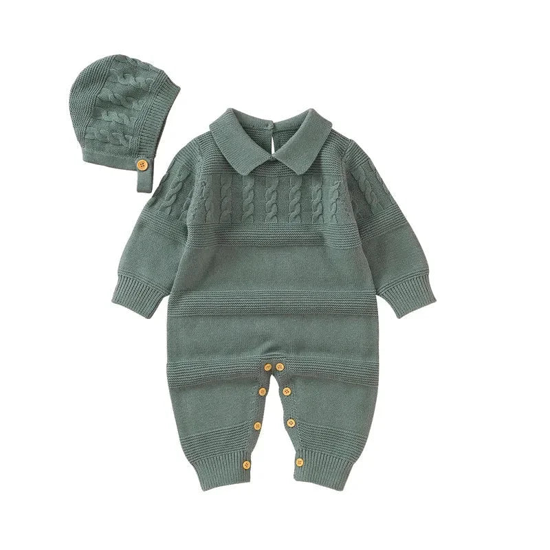 Macacão Romper Infantil Tricot Bege Lenogue