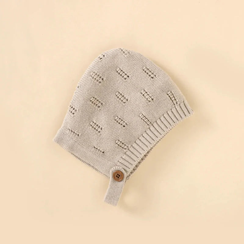 Macacão Romper Infantil Tricot com Gorro Bege Lenogue