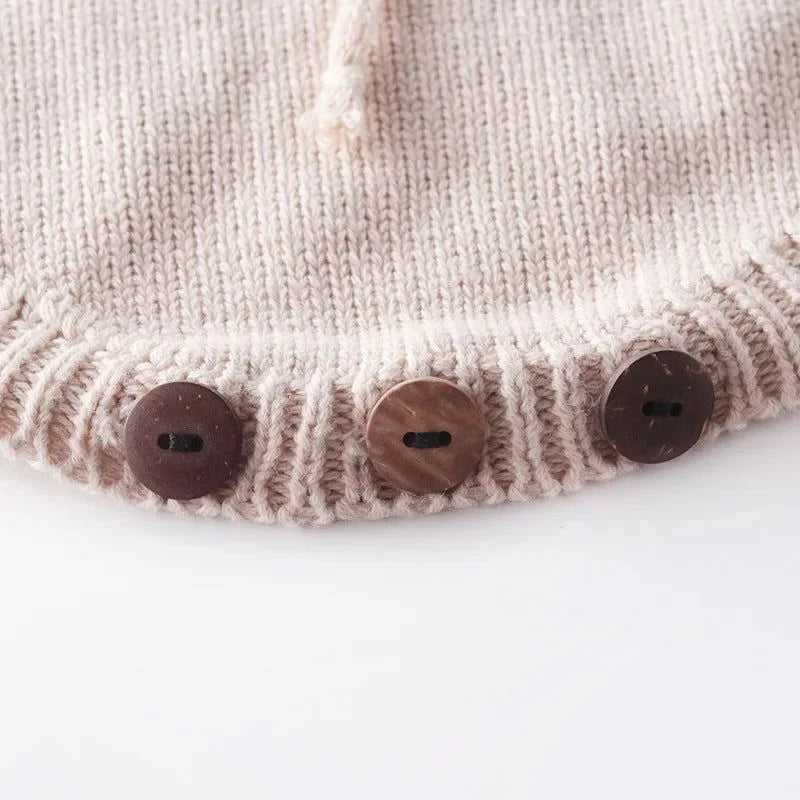 Macacão Romper Infantil Tricot Coração Rosa Lenogue