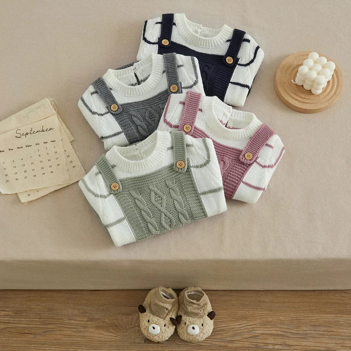 Macacão Romper Infantil Tricot Listrado Lenogue