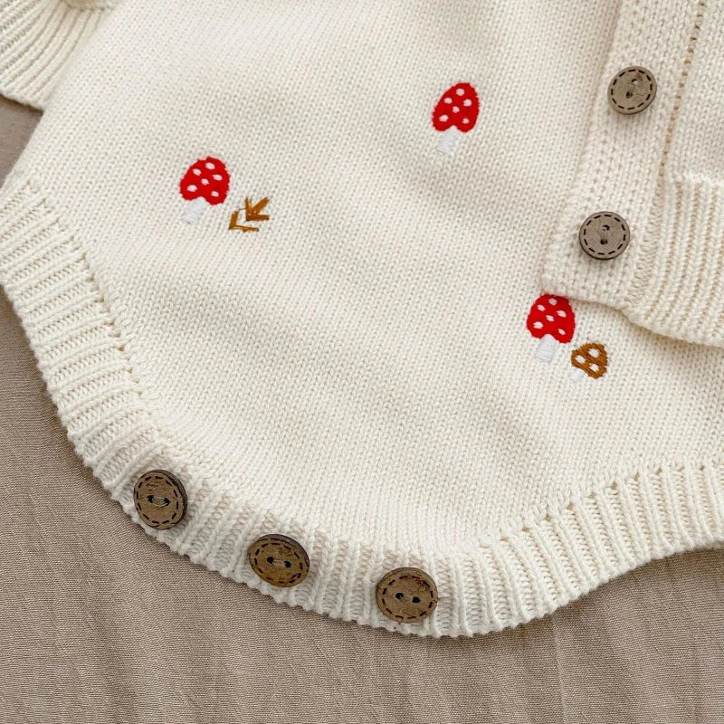 Macacão Romper Infantil Tricot Mushroom Bege Lenogue