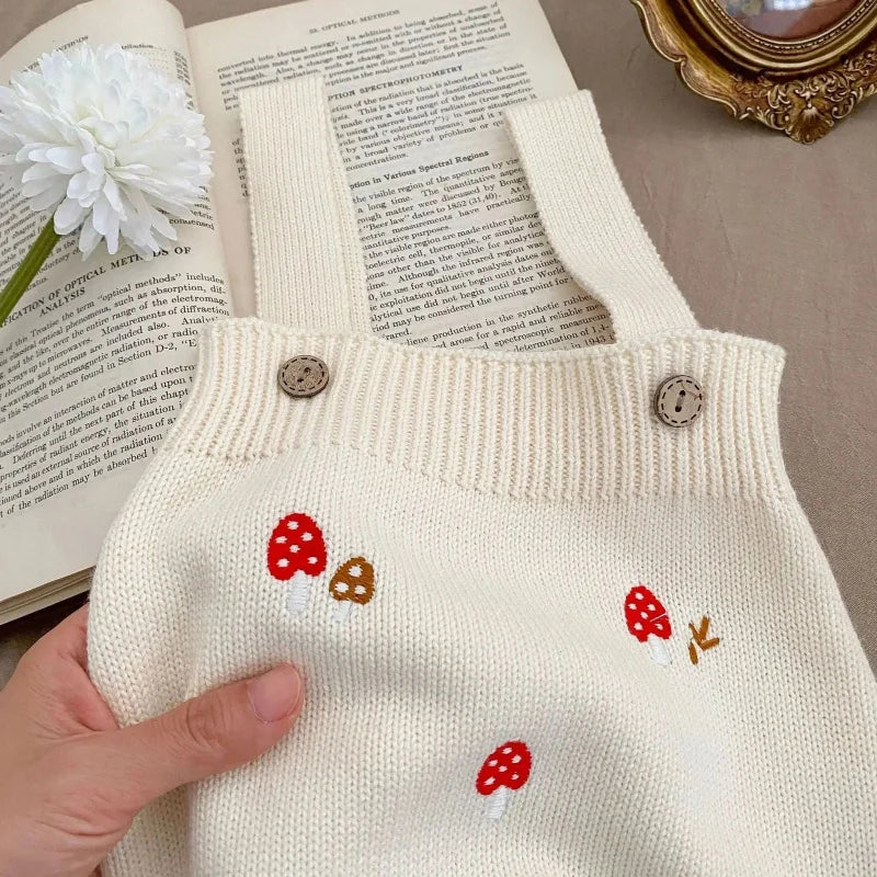 Macacão Romper Infantil Tricot Mushroom Bege Lenogue