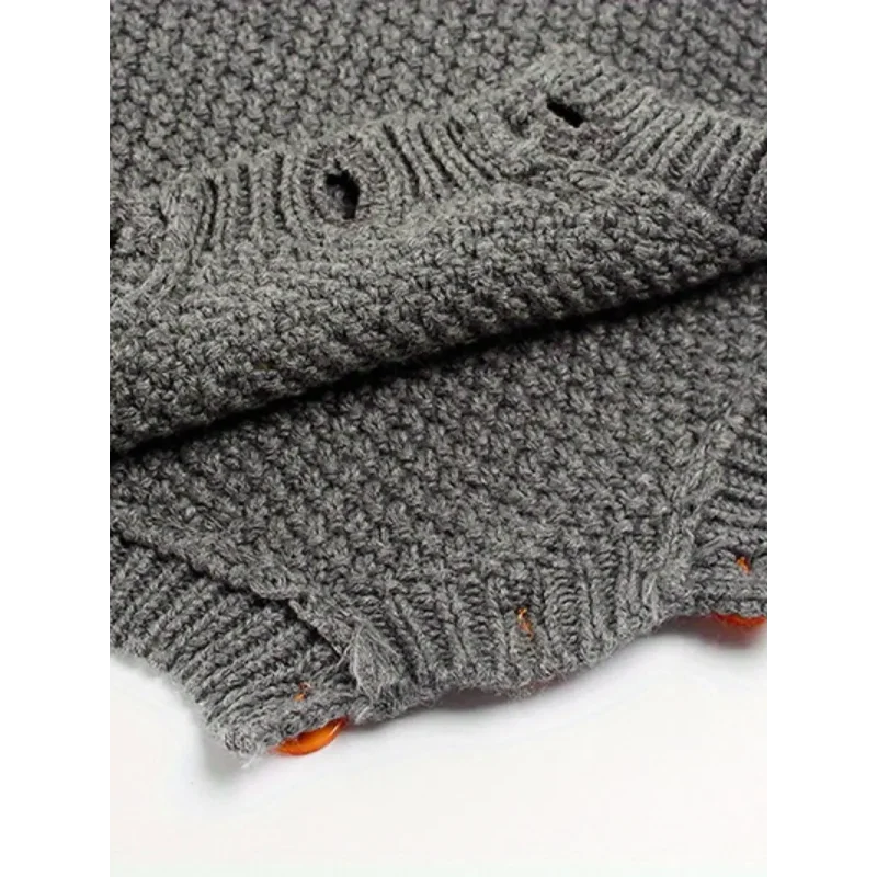 Macacão Romper Infantil Tricot Preto e Bege Lenogue