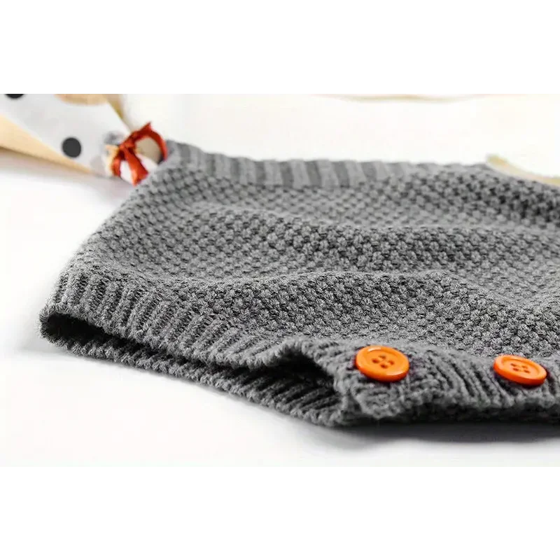 Macacão Romper Infantil Tricot Preto e Bege Lenogue