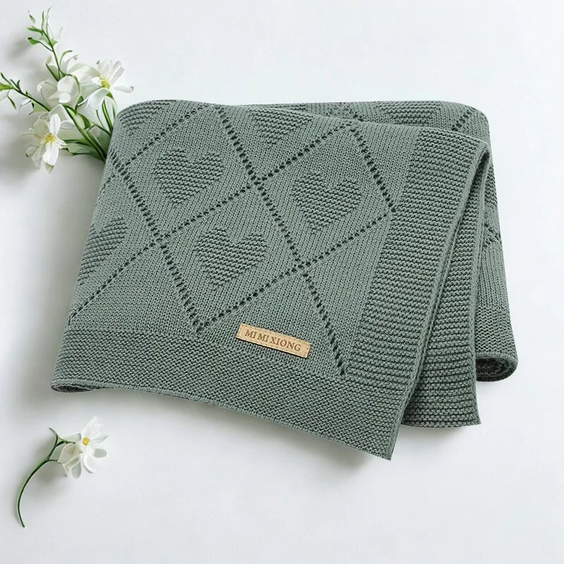 Manta Infantil Algodão Tricot Heart Lenogue Verde