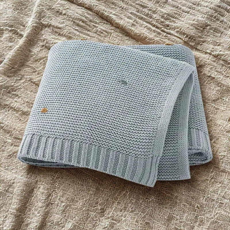 Manta Infantil Tricot com Bolinhas Coloridas Lenogue Azul