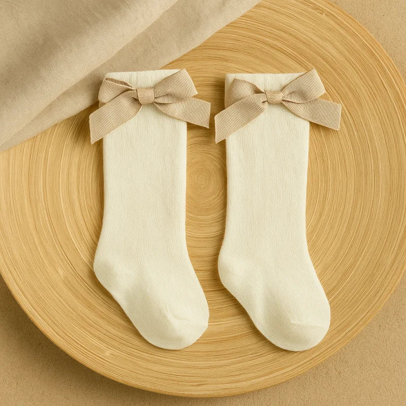 Meias Longas Infantil Algodão com Laço Lenogue Bege / 0-2 anos (p)