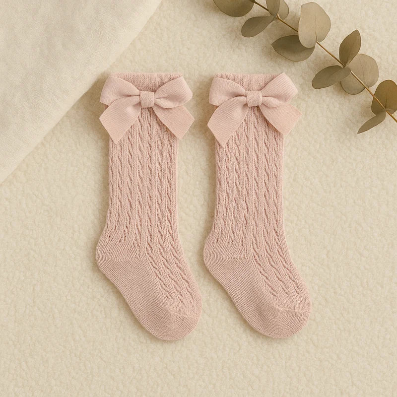 Meias Longas Infantil Algodão com Laço Lenogue Rosa / 0-2 anos (p)