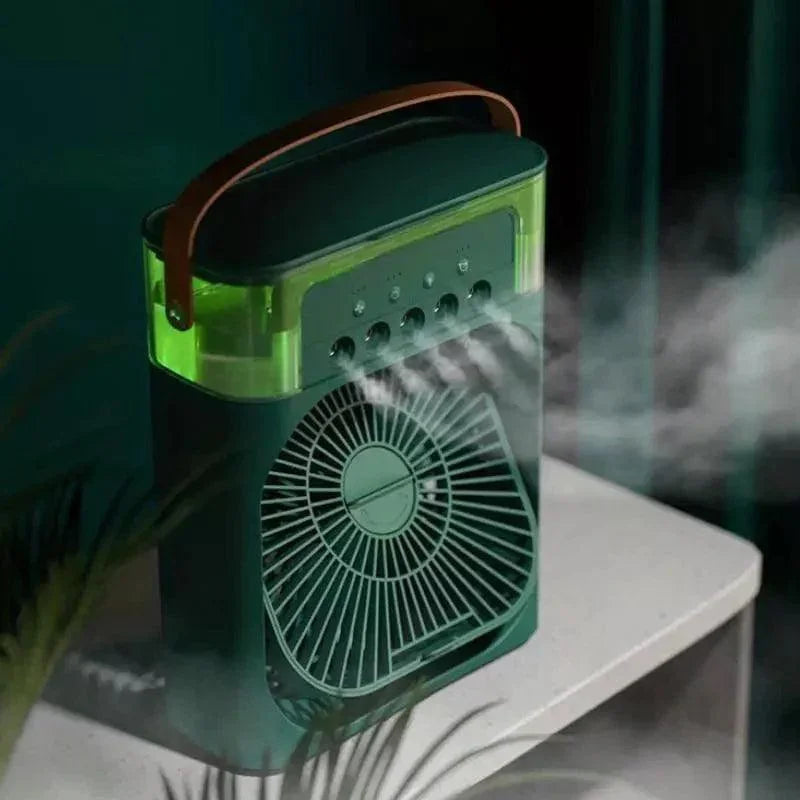 Mini Ar Condicionado Ventilador de Mesa Umidificador Lenogue Verde