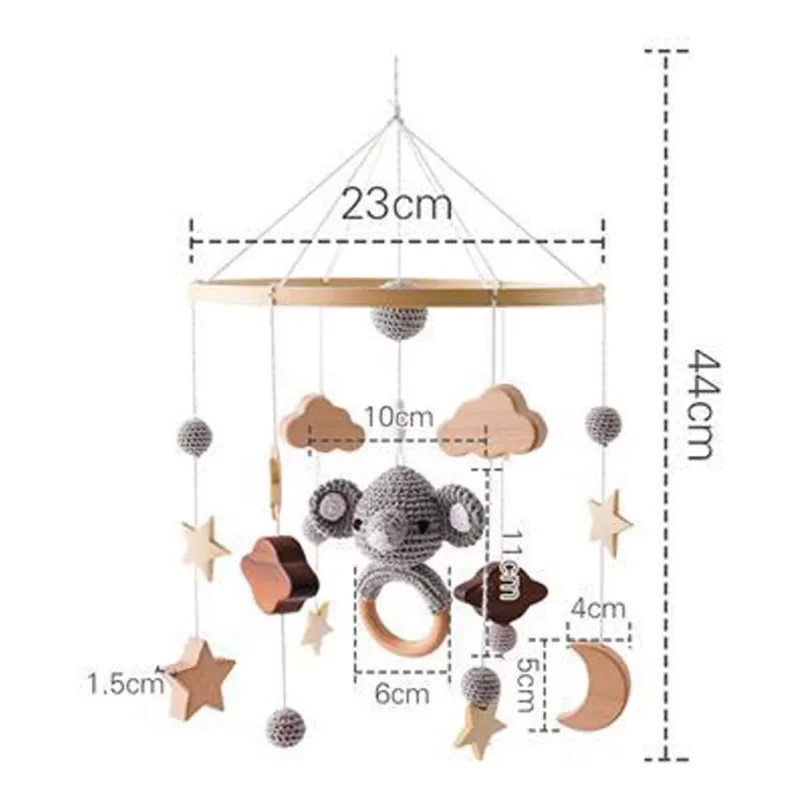 Mobile Infantil para Berço Elefante Cinza Lenogue