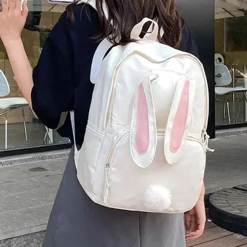 Mochila Infantil de Nylon Estampa Coelho Lenogue Caqui