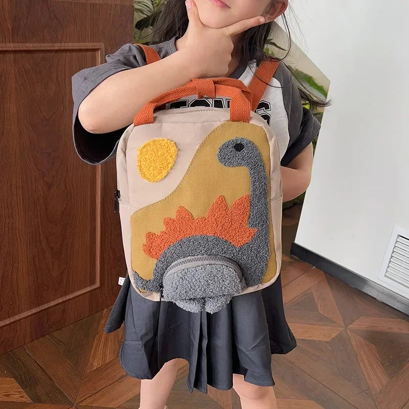 Mochila Infantil Dino Bege e Verde Lenogue
