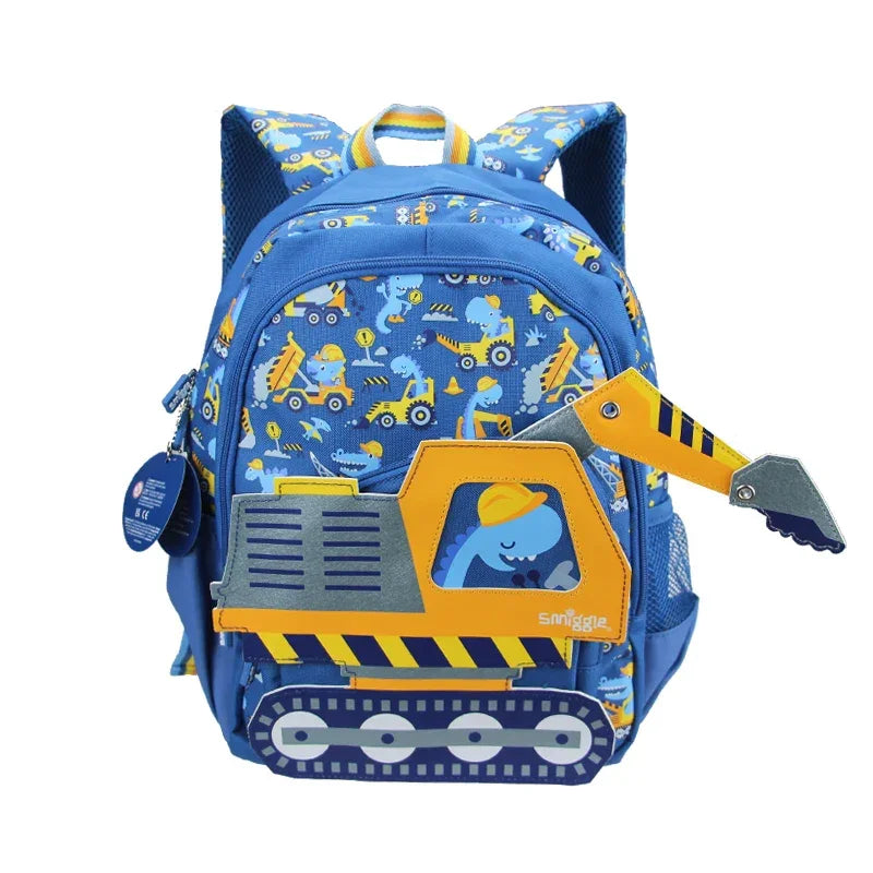 Mochila Infantil Tema Máquinas Escavadoras Lenogue Azul