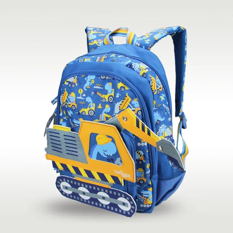 Mochila Infantil Tema Máquinas Escavadoras Lenogue Azul