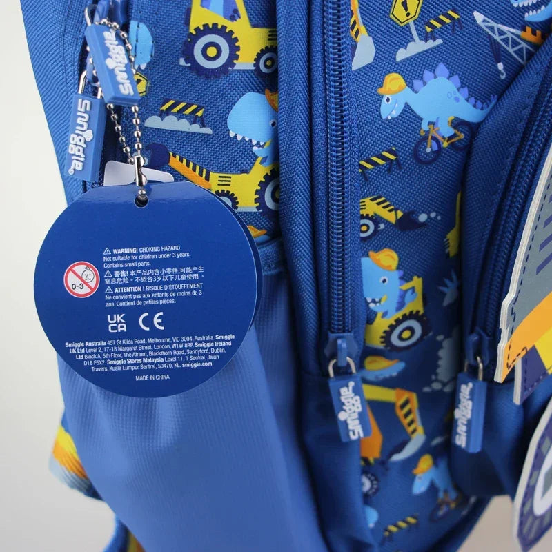 Mochila Infantil Tema Máquinas Escavadoras Lenogue Azul