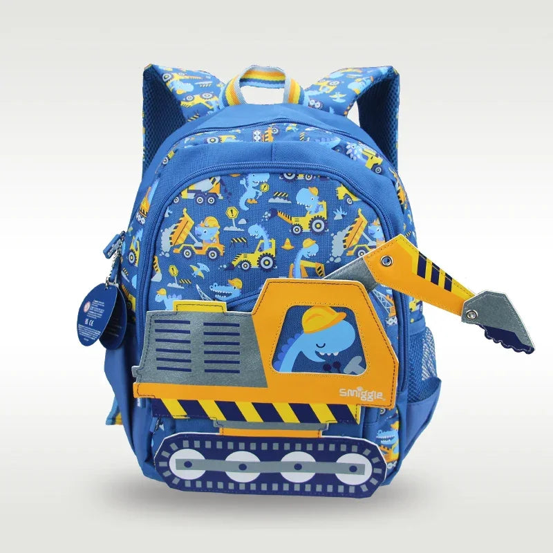 Mochila Infantil Tema Máquinas Escavadoras Lenogue Azul