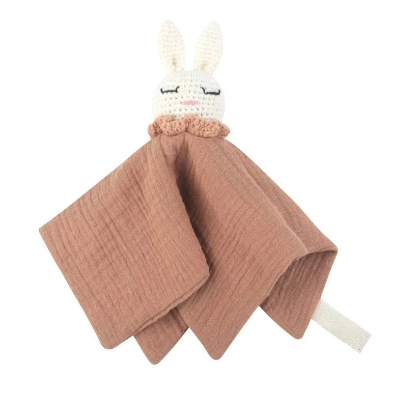 Naninha Infantil Algodão Coelhinho Crochet Lenogue Marrom
