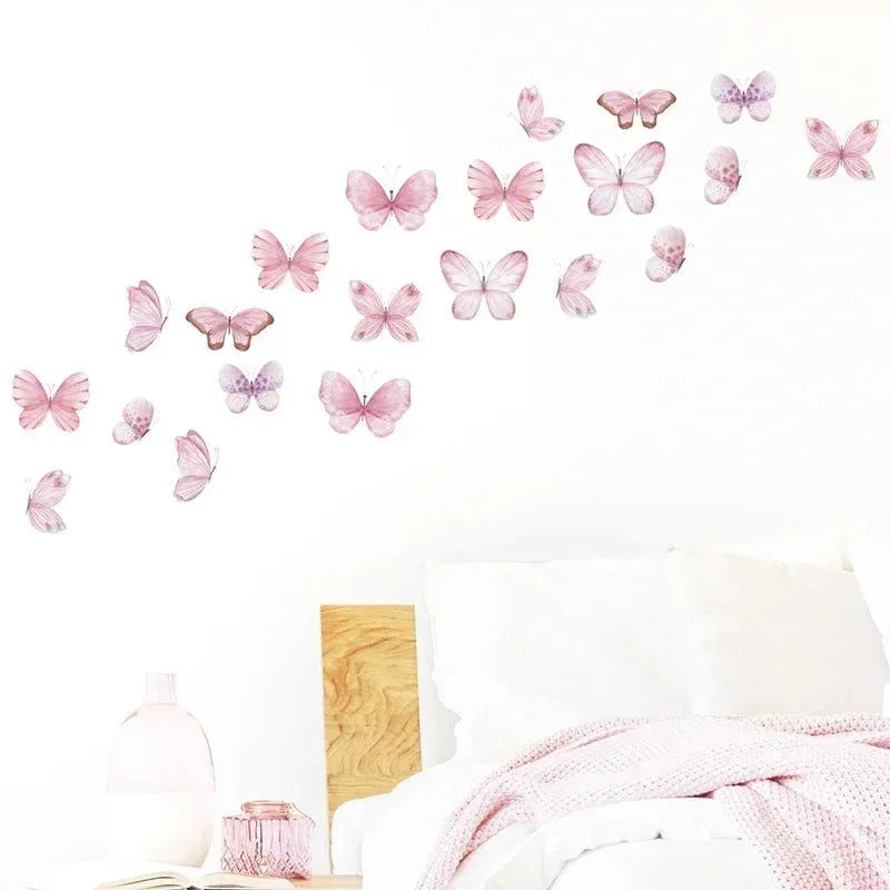 Papel Adesivo Infantil Borboletas Aquarela Rosa Lenogue
