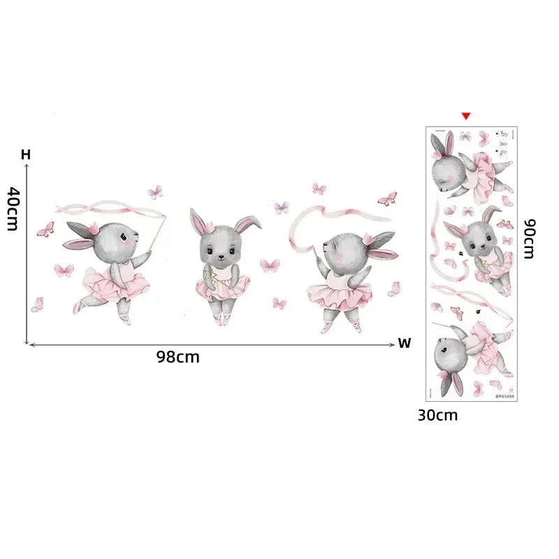 Papel Adesivo Infantil Coelhinha Bailarina Rosa Lenogue 1 Peça (30 x 90 Cm)