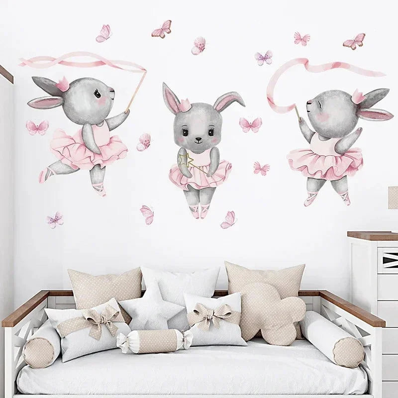Papel Adesivo Infantil Coelhinha Bailarina Rosa Lenogue 1 Peça (30 x 90 Cm)