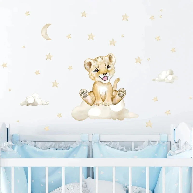 Papel Adesivo Infantil Tigre com Lua Lenogue 1 Peça (30 x 60 Cm)