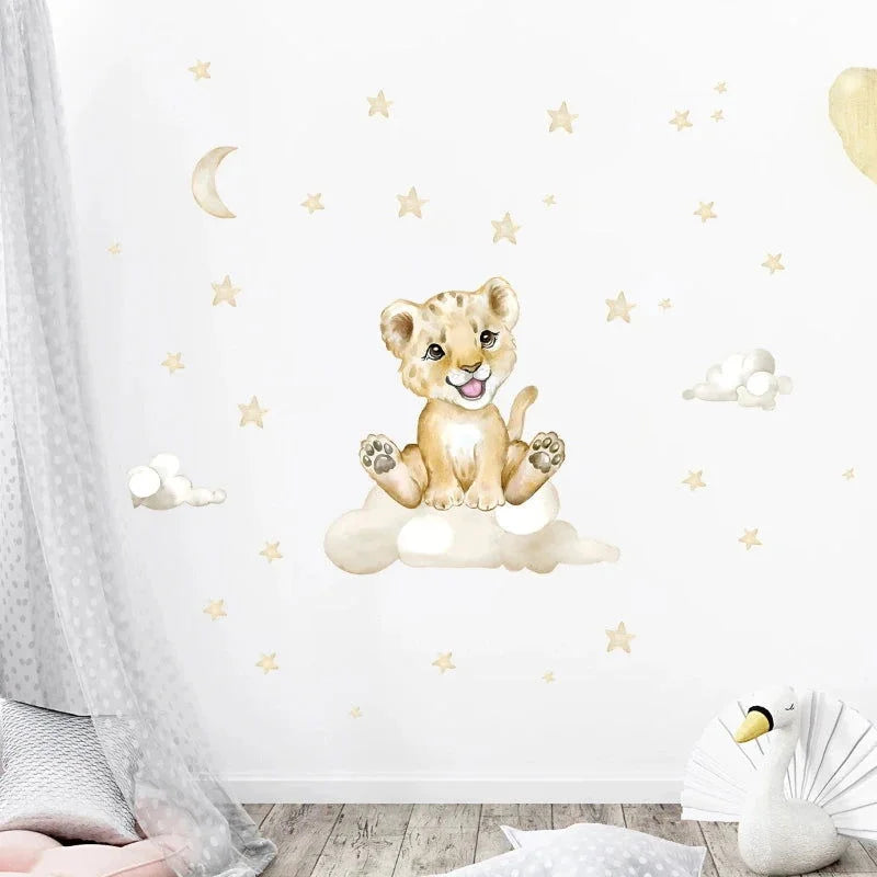 Papel Adesivo Infantil Tigre com Lua Lenogue 1 Peça (30 x 60 Cm)