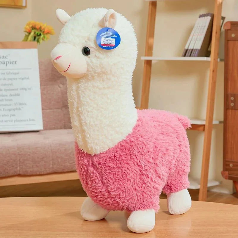 Pelúcia Infantil Alpaca Fofa Branca Lenogue Rosa / 25 Cm