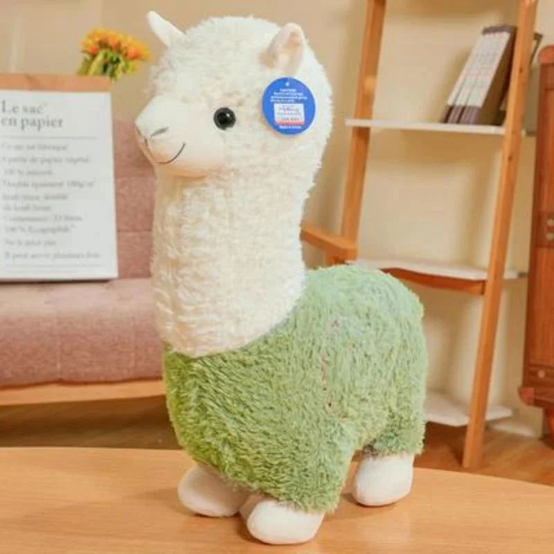 Pelúcia Infantil Alpaca Fofa Branca Lenogue Verde / 25 Cm