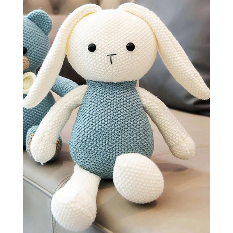 Pelúcia Infantil Coelho de Crochê Branco Lenogue - 35 Cm