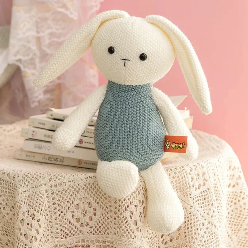 Pelúcia Infantil Coelho de Crochê Branco Lenogue - 35 Cm