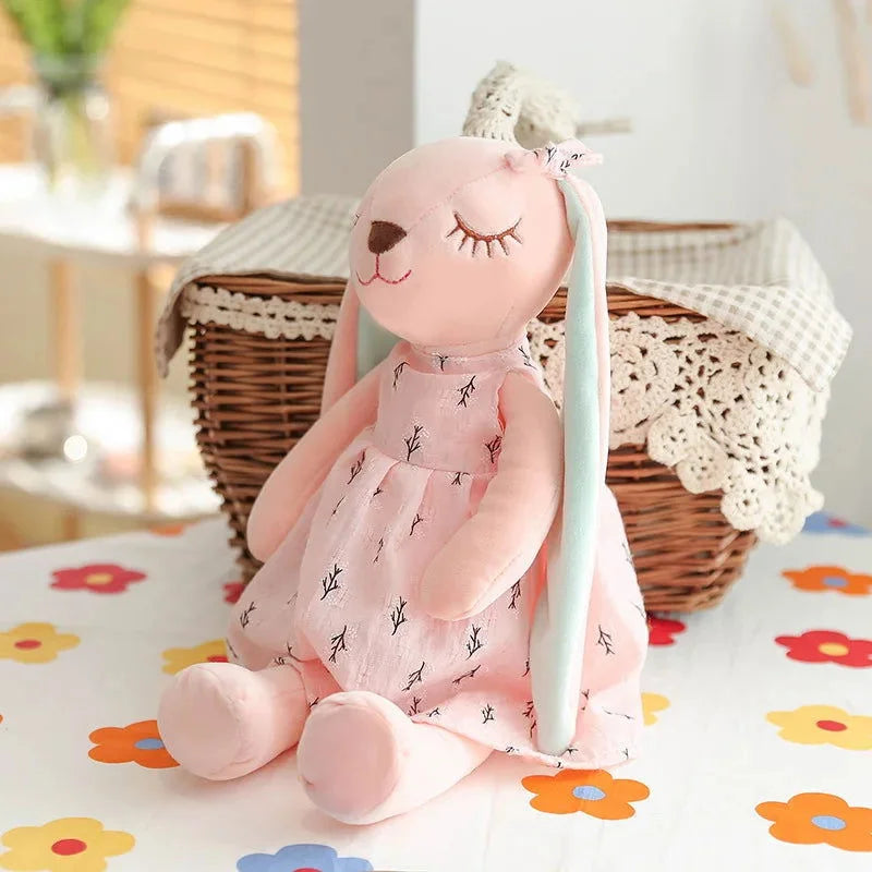 Pelúcia Infantil Coelho Orelhas Longas Lenogue Rosa / 35 Cm
