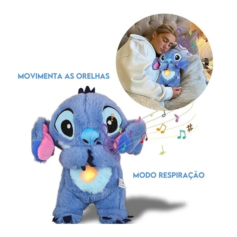 Pelúcia Infantil Musical com Luzes Colorida Lenogue Azul Bolsa de Ar e Luz