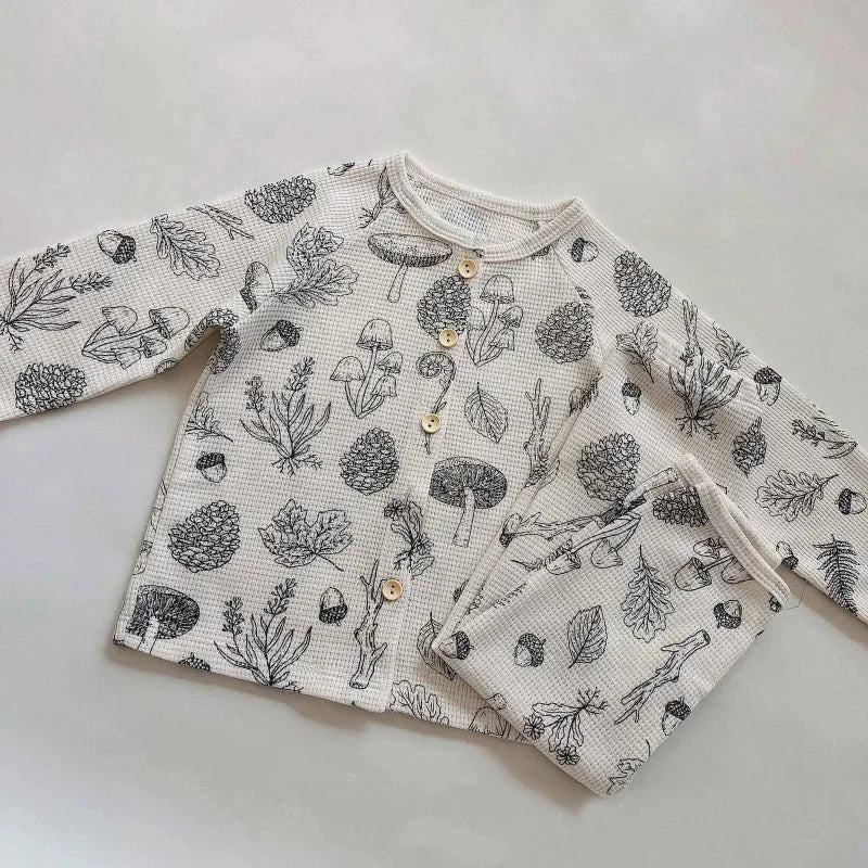 Pijama Infantil Unissex Algodão Manga Longa Azul Lenogue Branco Estampado / 12-18 Meses