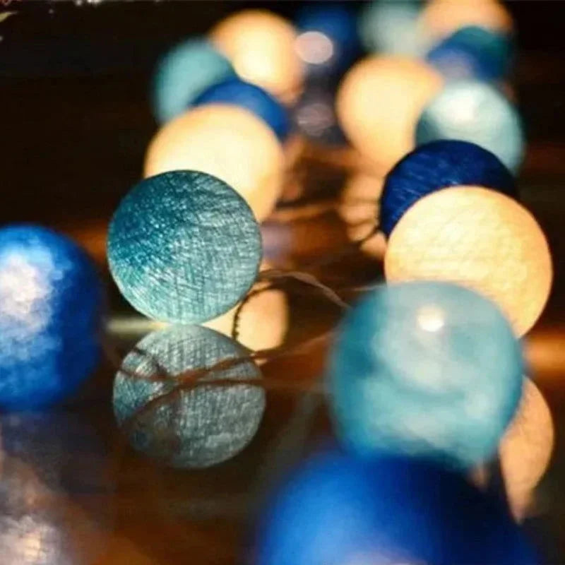 Pisca-pisca Infantil Bolas de Algodão Colorido Lenogue Azul / 1 m - 10 Leds