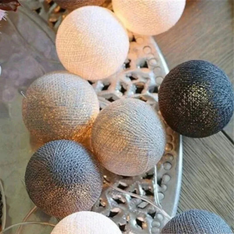 Pisca-pisca Infantil Bolas de Algodão Colorido Lenogue Cinza / 1 m - 10 Leds