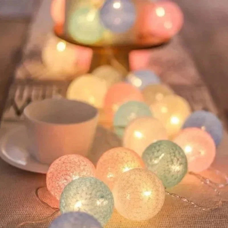Pisca-pisca Infantil Bolas de Algodão Colorido Lenogue Multicolorido / 1 m - 10 Leds