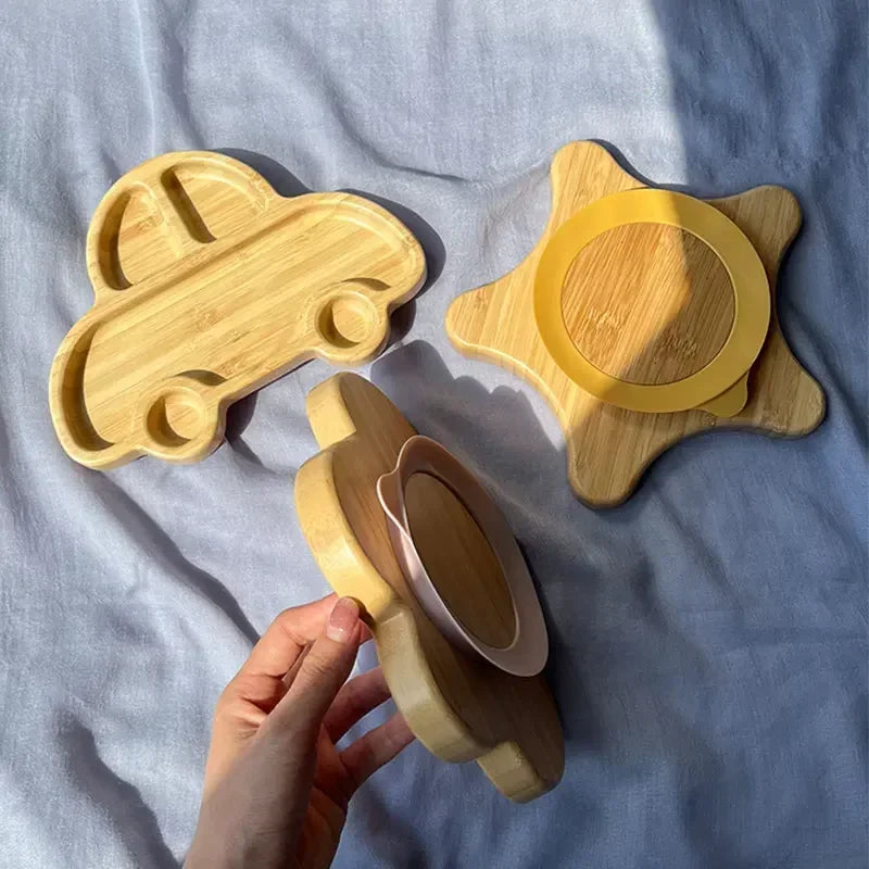 Prato Infantil de Bambu com Formas Diversas Lenogue