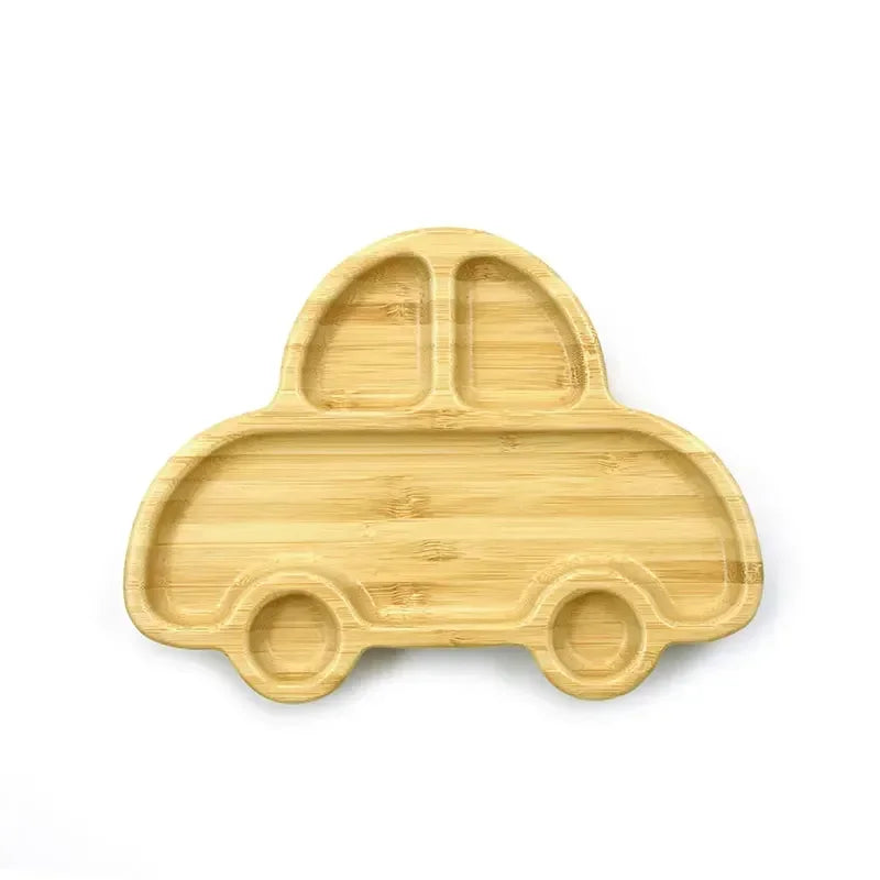 Prato Infantil de Bambu com Formas Diversas Lenogue Carro