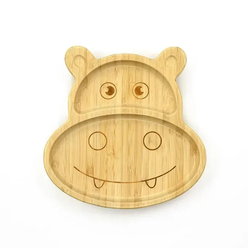 Prato Infantil de Bambu com Formas Diversas Lenogue Hipopótamo