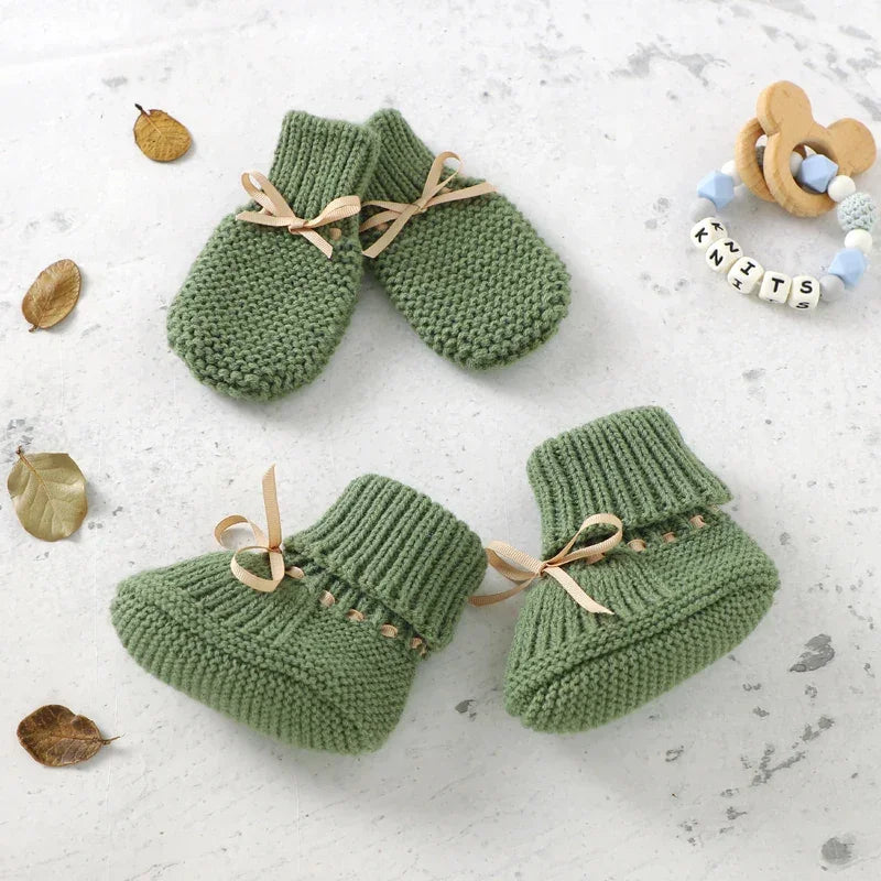 Sapatinho Infantil Tricot Luva Laço Borboleta Fleur Lenogue Verde / 0-3 Meses