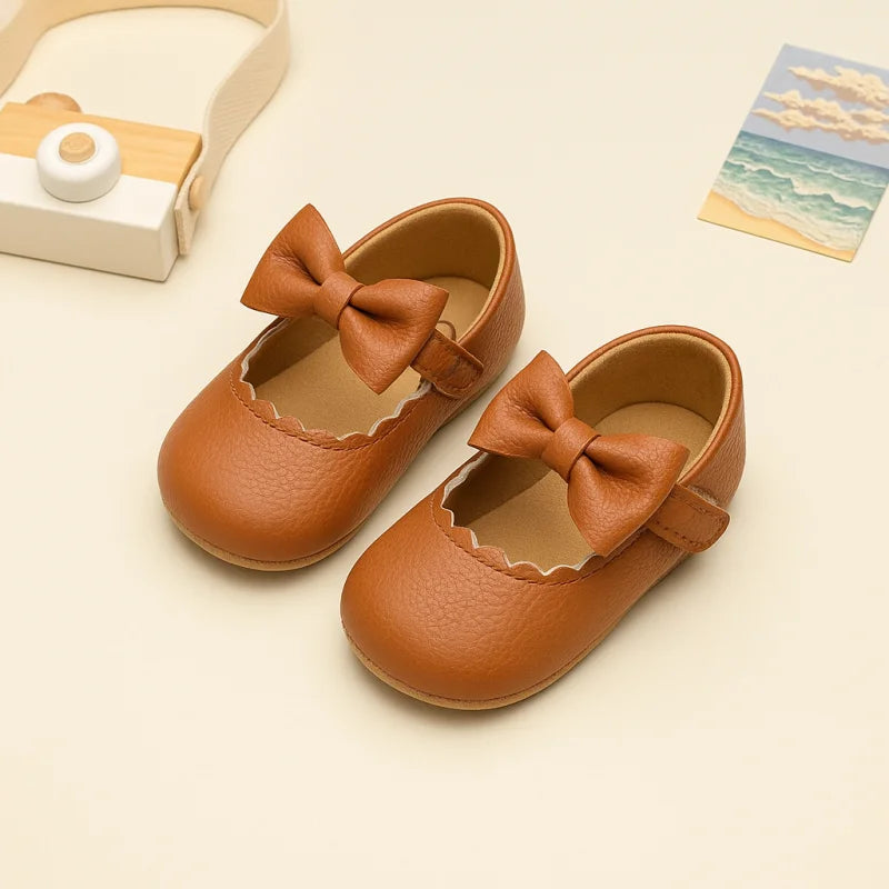 Sapatinhos Infantil com Laço Borboleta Lenogue Marrom / 17-18