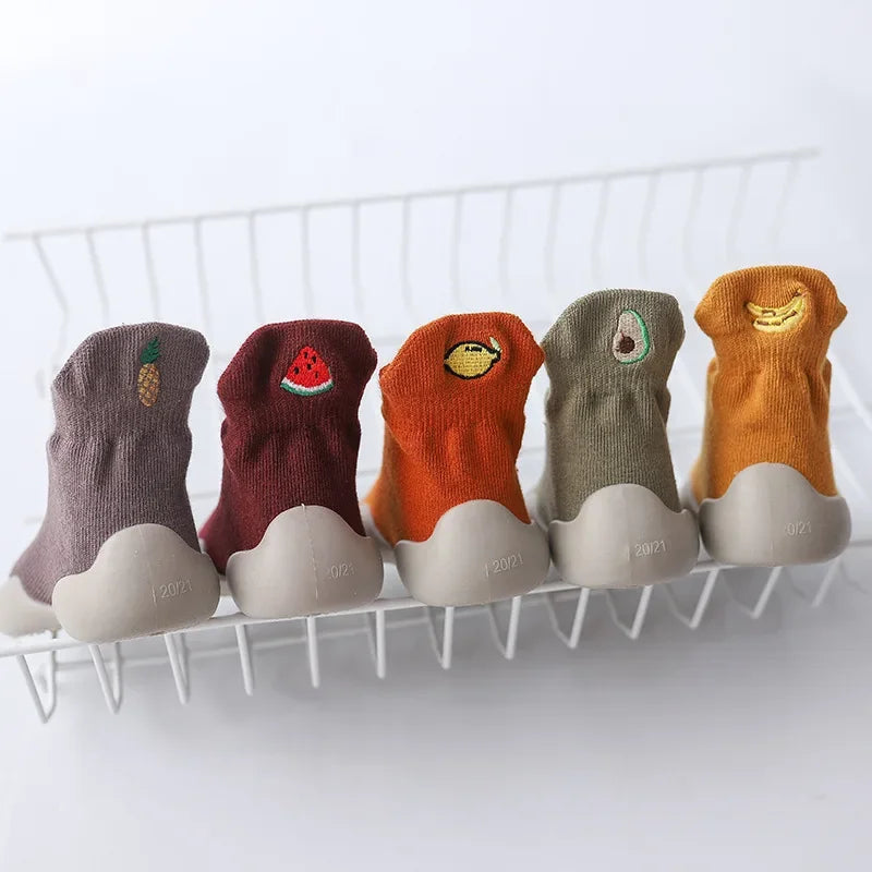 Sapatinhos Infantil Meia Estampa Frutas Colorido Lenogue