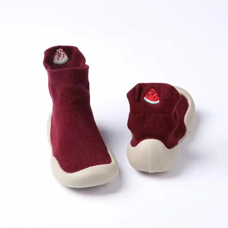 Sapatinhos Infantil Meia Estampa Frutas Colorido Lenogue Vermelho / 15-16