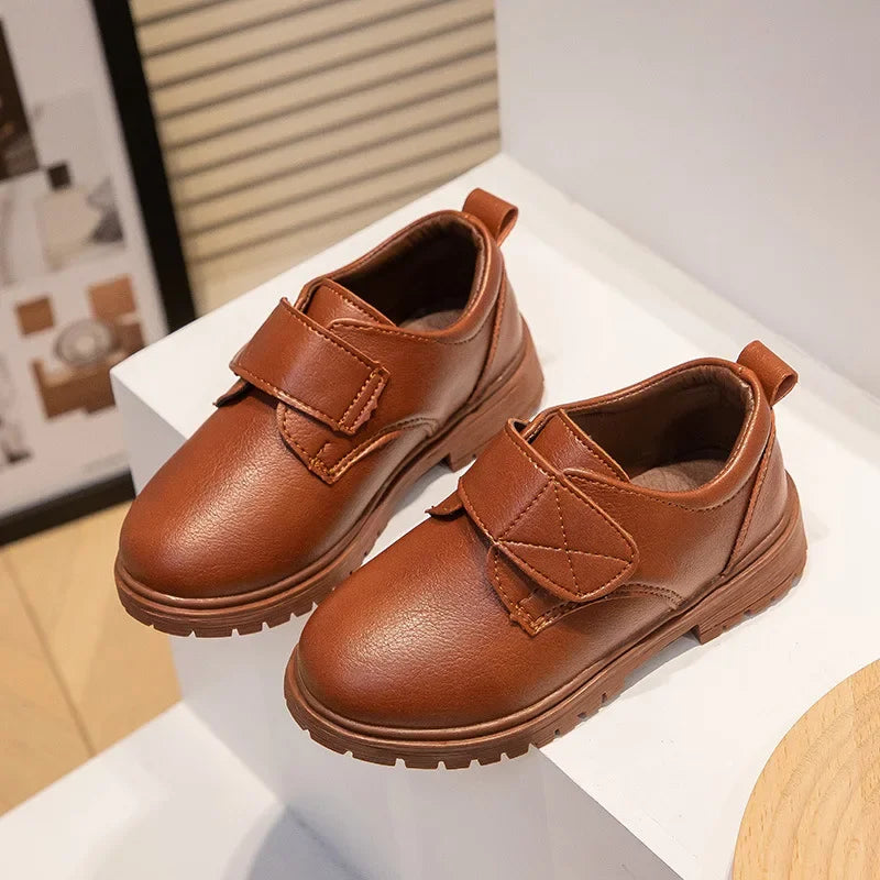 Sapato Infantil de Couro Estilo Social Escolar Marrom Lenogue / 25-26