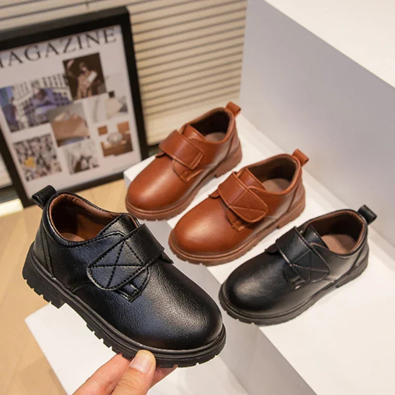 Sapato Infantil de Couro Estilo Social Escolar Marrom Lenogue