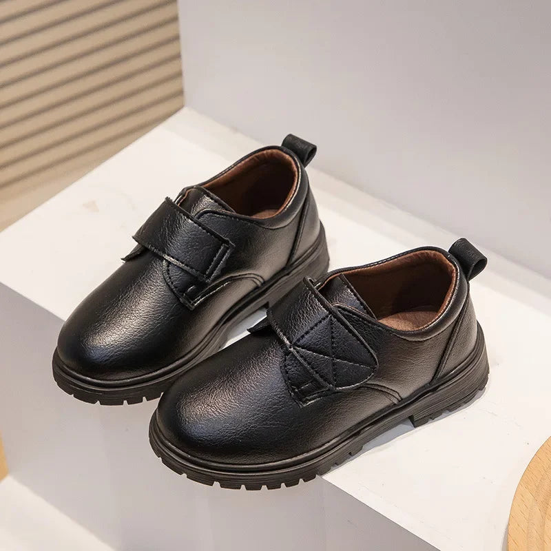 Sapato Infantil de Couro Estilo Social Escolar Marrom Lenogue Preto / 25-26
