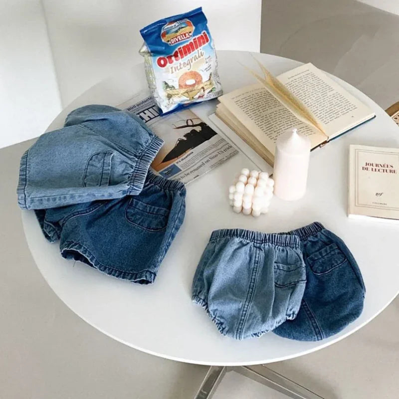 Shorts Infantil Bloomer Baby Denim Azul Lenogue