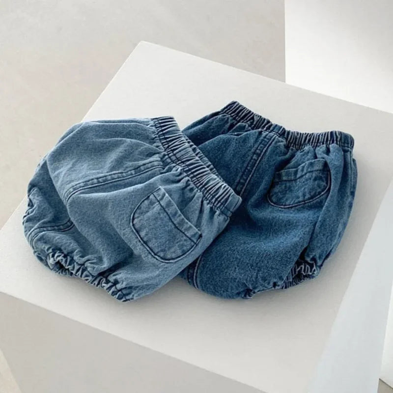 Shorts Infantil Bloomer Baby Denim Azul Lenogue