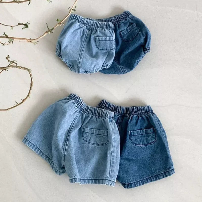 Shorts Infantil Bloomer Baby Denim Azul Lenogue